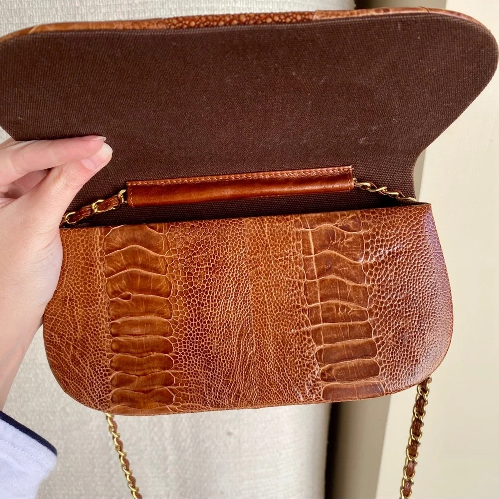 Dannijo Stingray & Alligator Leather Crossbody Box Bag Tan Purse - Picture 6 of 8